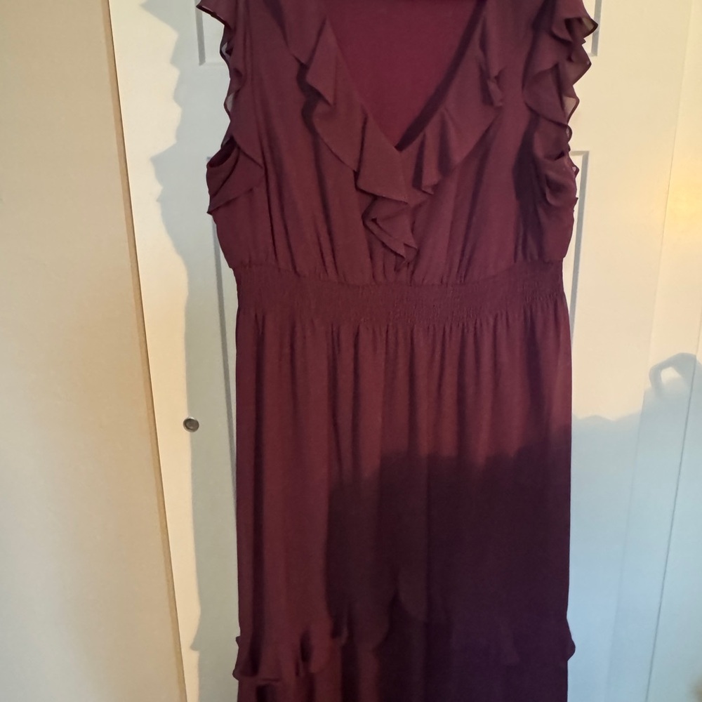 Maison Tara Deep Burgundy Midi Dress